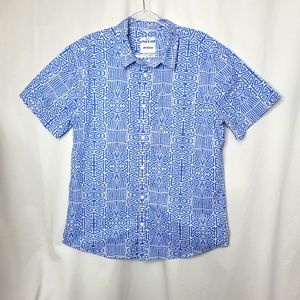 PrAna Men's Roots Studio Shirt Size: Large, Slim Fit Blue and White